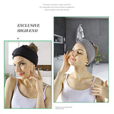 ▶ Facial Spa Headband - 2 piezas de maquillaje, ducha, baño, envoltura deportiva, diadema de felpa, toalla elástica ajustable con cinta mágica (negro + gris)