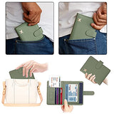 ▶  Soporte para pasaporte, ranuras para tarjetas, bonita funda para pasaporte para mujeres/hombres, portafolios de viaje impermeable con bloqueo RFID, Verde musgo, Viajar